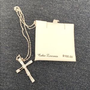 Sterling silver cross pendant with cubic zirconia